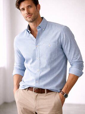 Tommy Bahama Blue Micro-Check Long Sleeve Button-Down Shirt – Size XL